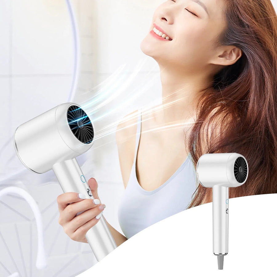 White Ionic Hair Dryer, Professional Blow Dryer For Curly Hair, Light And Quiet - 2000 Watts