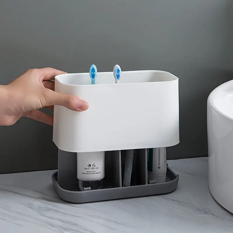 Multi-Functional Toothbrush Holder and Storage Rack