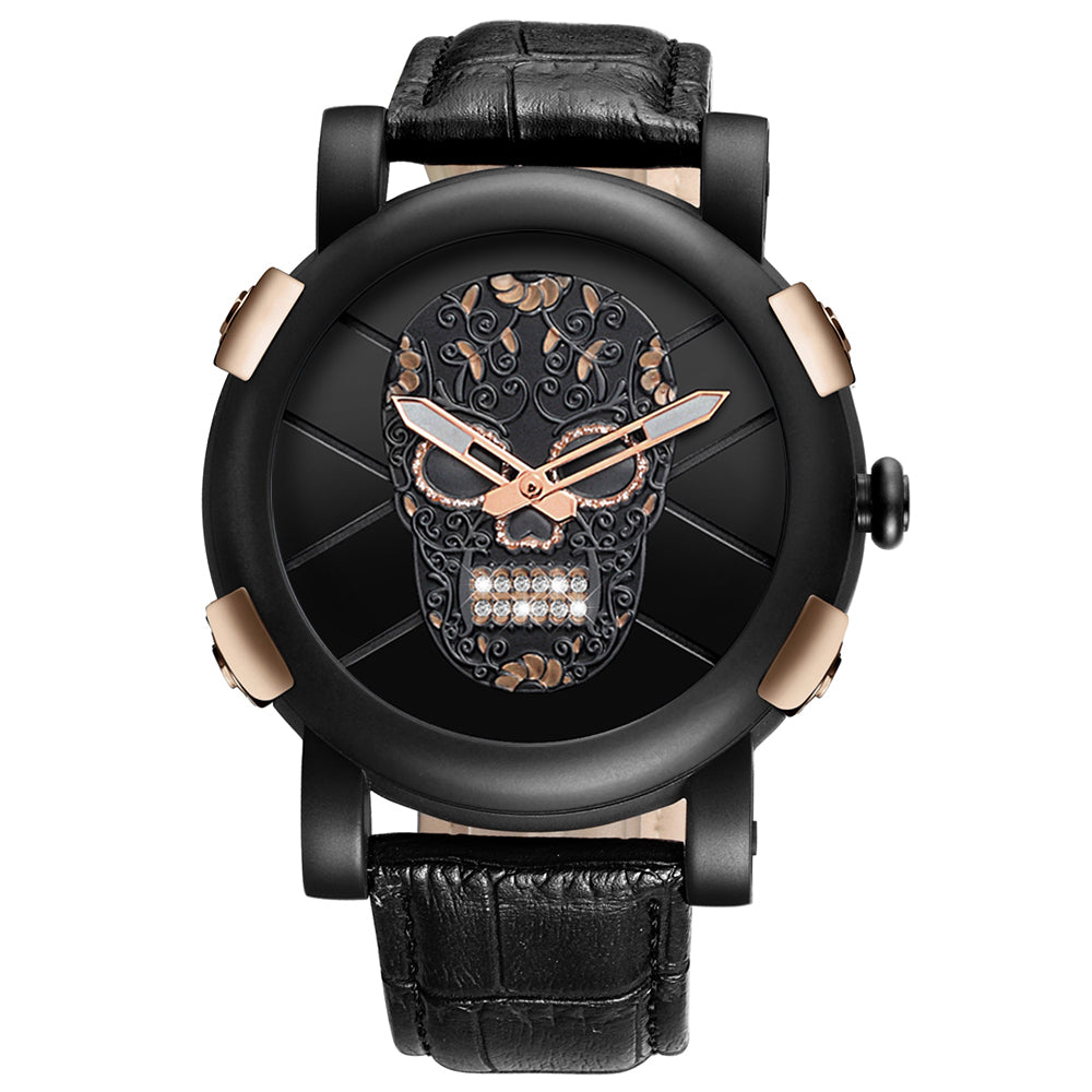 Stylish Men's Quartz Watch with Skull Design
