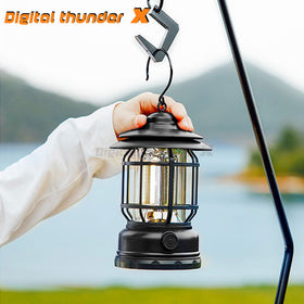 Portable LED Retro Camping Lantern with Flame Effect