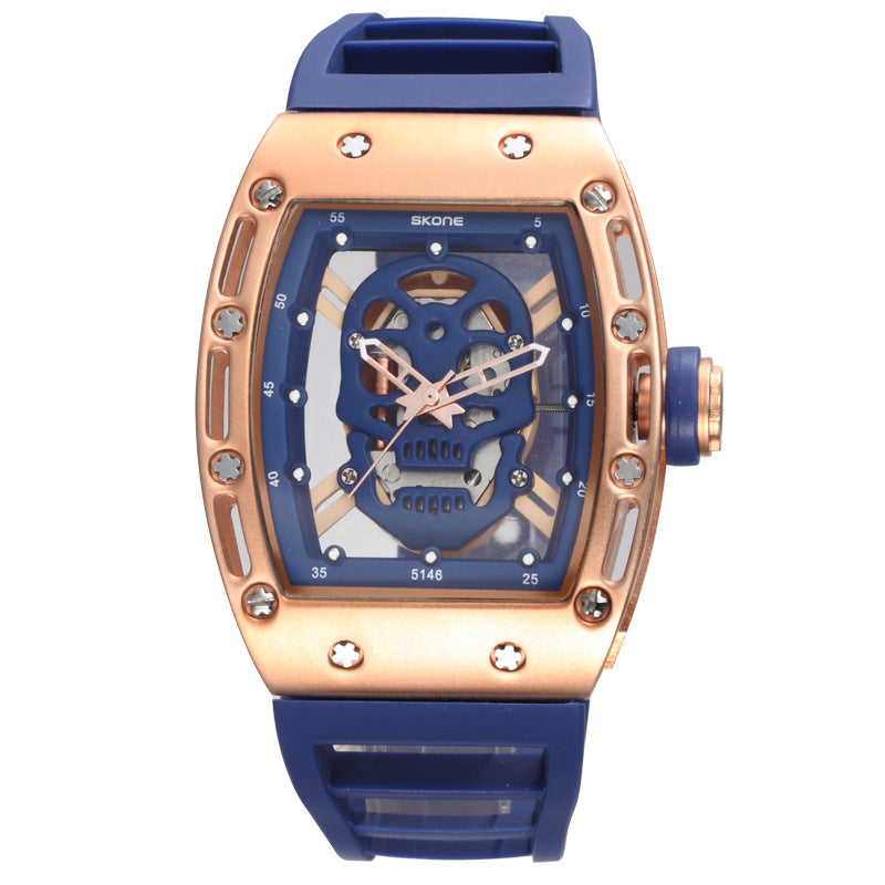 Men's Waterproof Quartz Sports Watch with Skull Design