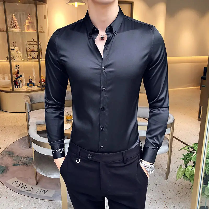 Men’s Fashionable Long Sleeve Casual Shirt - Slim Fit