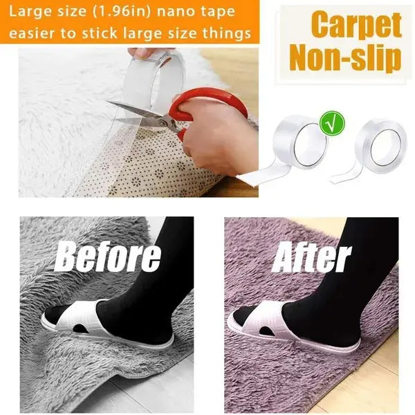 1pc Transparent Nano Tape for Home Decor, Washable & Reusable