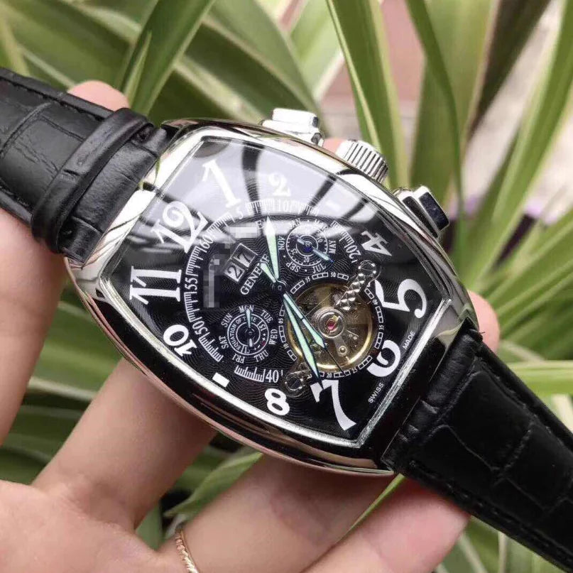 Men's Tourbillon Automatic Mechanical Watch with Leather Strap - Joomcy