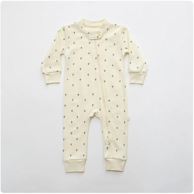 Cartoon Cactus Long Sleeve Baby Romper - Striped Newborn Outfit for Boys & Girls