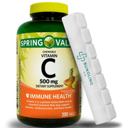 Bundling Bliss Spring Valley Vitamin C 500mg Chewable Tablets Dietary Supplement 200 Count 7 Day Pill Organizer Included - 1 Pack
