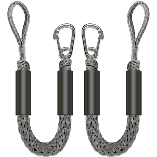 2.5 FeeT Boat Bungee Dock Lines 2PCS 316 Stainless Clip Boat Accessories Marine Grade Quickly Mooring (Grey 2 1/2 Feet)