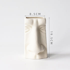Abstract Face Vase with Flower Insert - Ceramic Decor