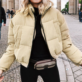 Corduroy Puffer Jacket, Thickened Cotton Coat