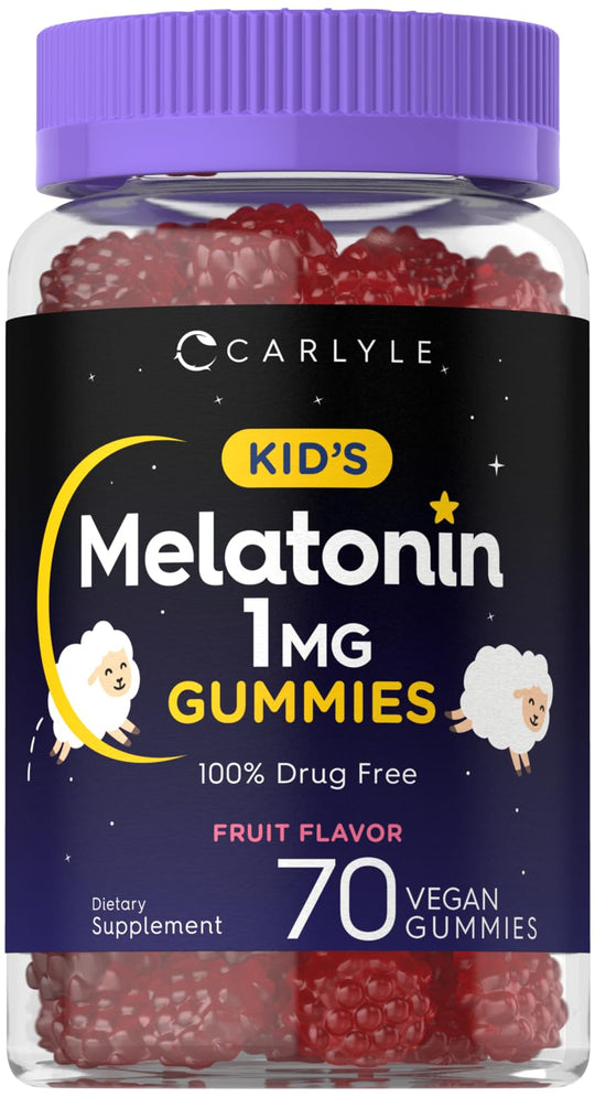 Carlyle Kids Melatonin Gummies | 1 mg 70 Count | Fruit Flavor Gummy | Vegan Non-GMO Gluten Free