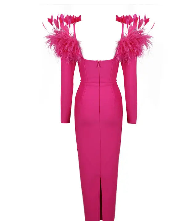Feathery Off-the-Shoulder Dress Image 5
