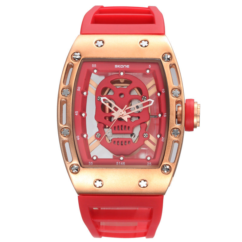 Men's Waterproof Quartz Sports Watch with Skull Design