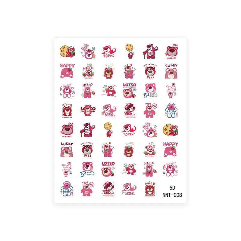 5D Strawberry Bear Nail Stickers for Cute Decor - Joomcy