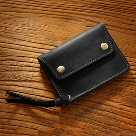 Vintage Cowhide Zipper Coin Purse Men's Leather Wallet
