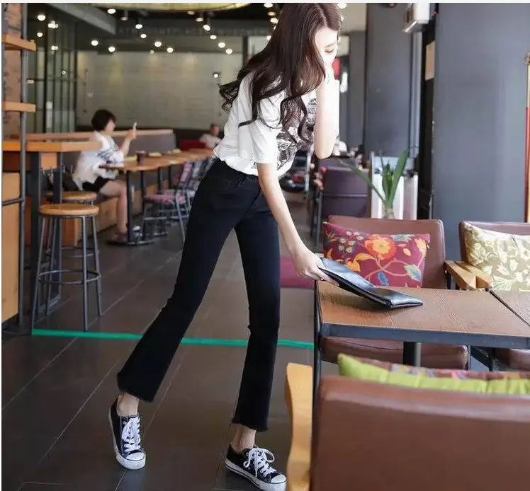 High-Waisted Cropped Denim Pants