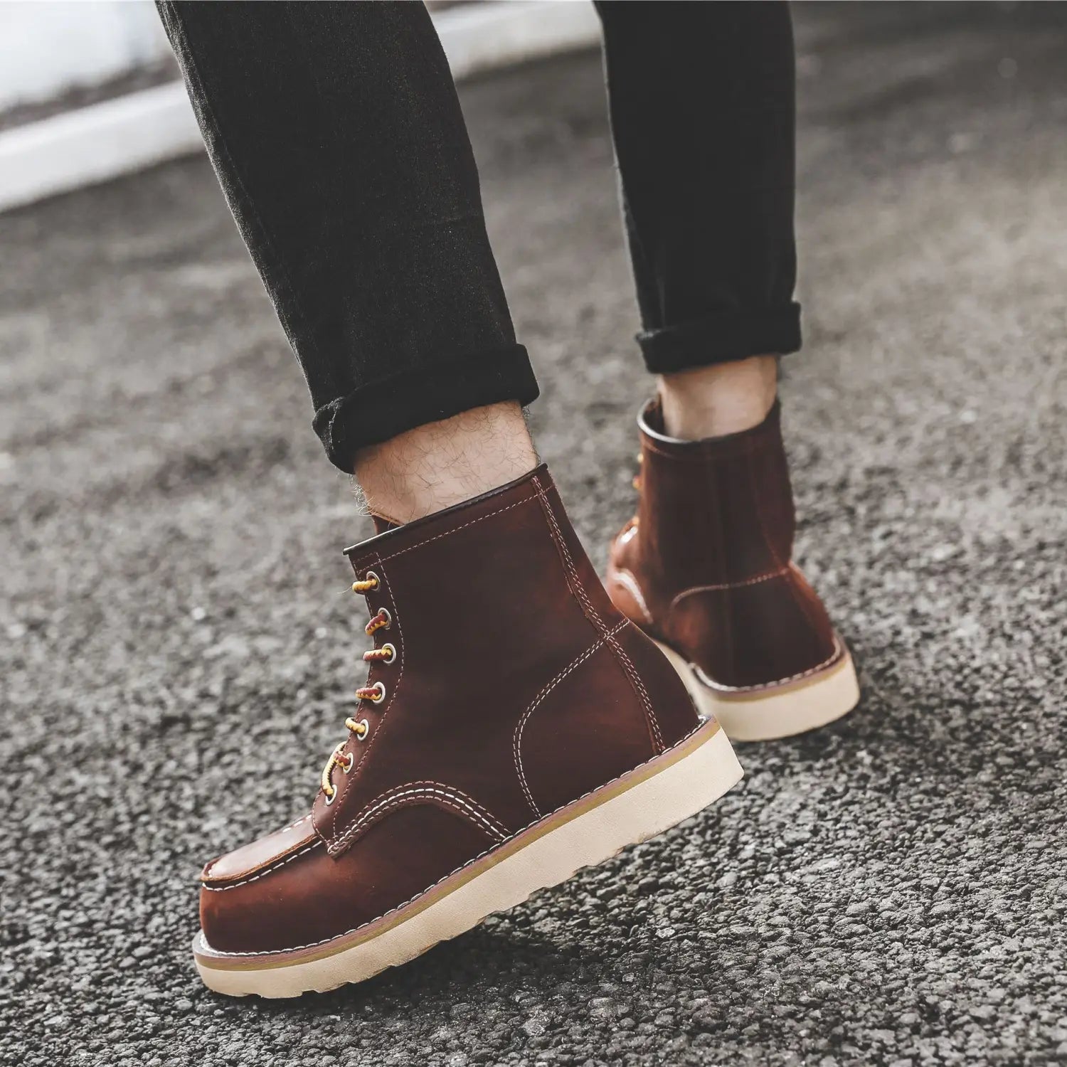 Men’s Retro Slip-On Flat Martin Workwear Boots
