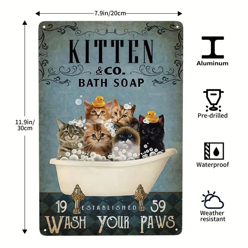 Black Cat Bath Soap Metal Poster, Vintage Aluminum Sign