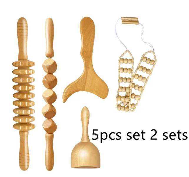 Wooden Anti-Cellulite Hand Massage Roller Set (Multiple Options)