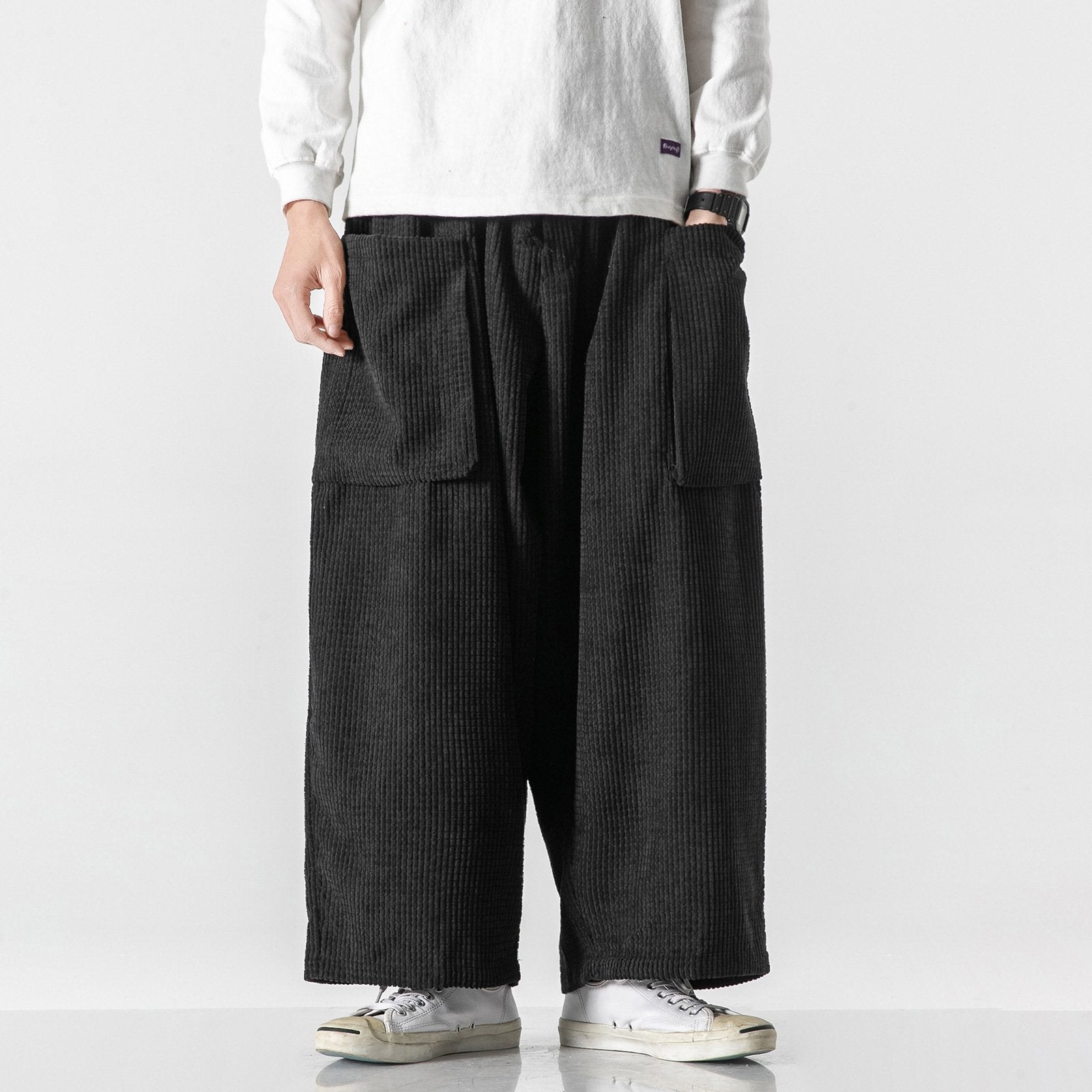 Men's Loose Fit Wide Leg Corduroy Pants
