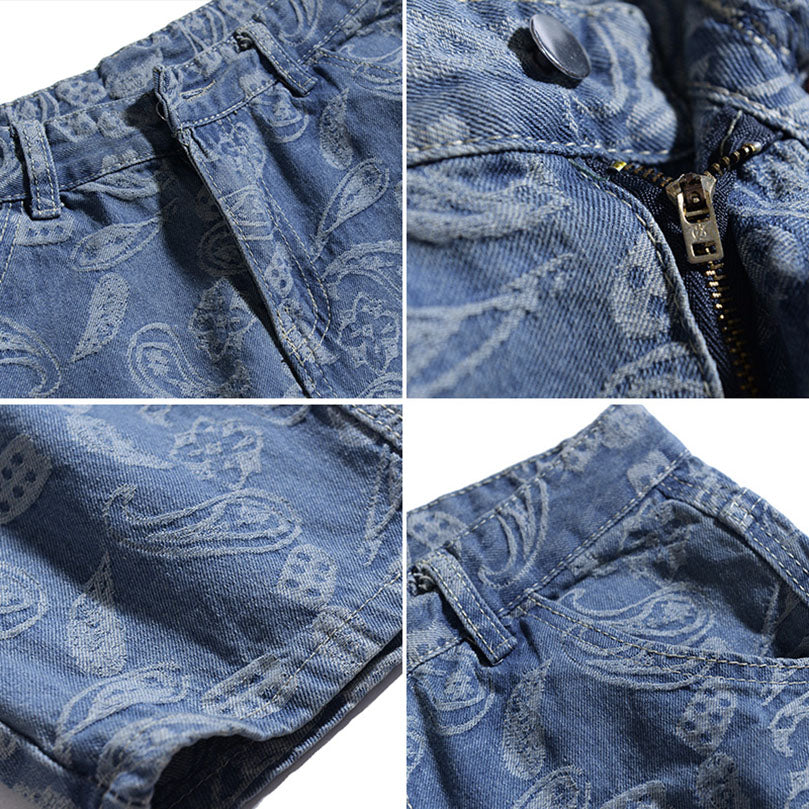 Men's Large Size Embroidered Wide Leg Hip-Hop Jeans