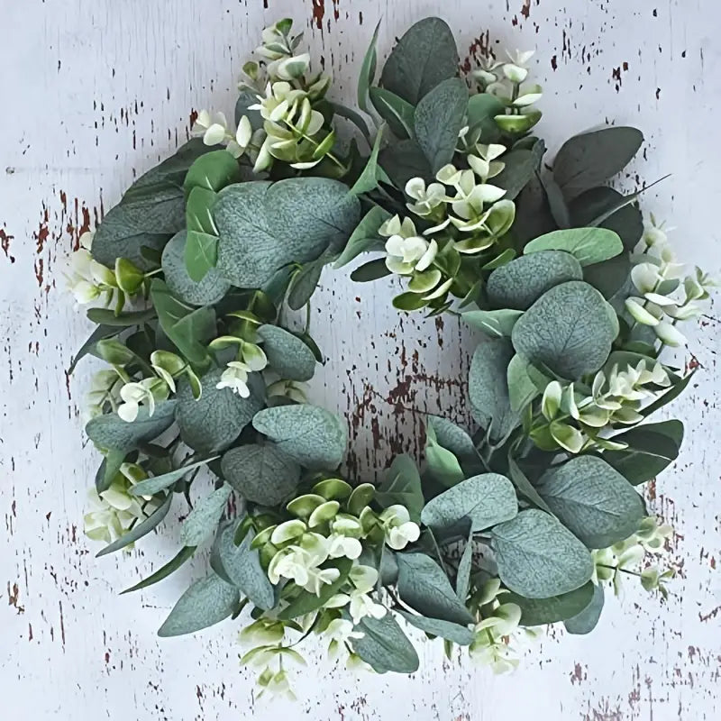 Artificial Eucalyptus Wreath for Front Door Decor 13in