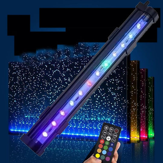 Submersible Aquarium LightLED Aquarium Air Bubble LightRGB Color Changing Brightness Adjustable Timing Waterproof Remote Control Fish Tank Light BarAquarium Light Bubbler Wall18.9inch