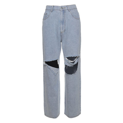"Summer Women's Ripped High Waist Wide Leg Jeans"