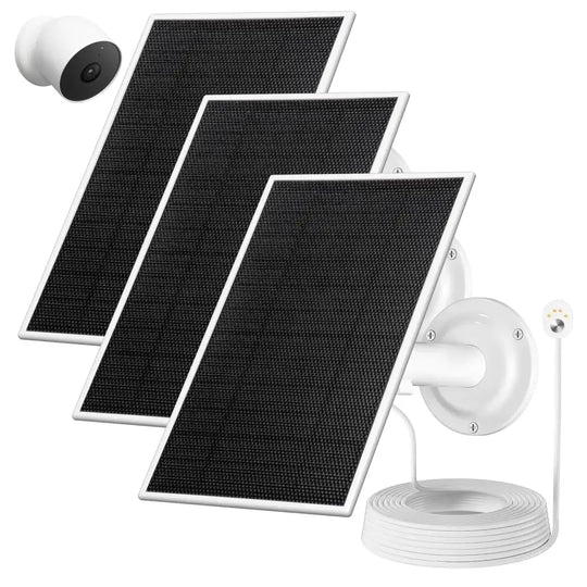 6V 4.5W Solar Panel for Google Nest Cam Outdoor or Indoor IP65 Waterproof Google Nest Camera Solar Panel with 10Ft Cable Continuous Power to The Camera - 3 Pack