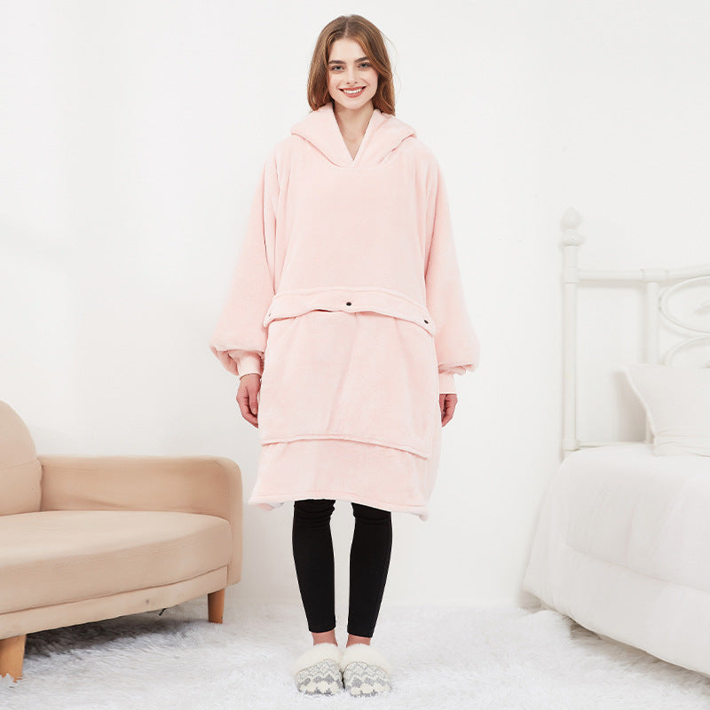 USB Heated Hoodie Blanket - Plush Double Layer Sweatshirt