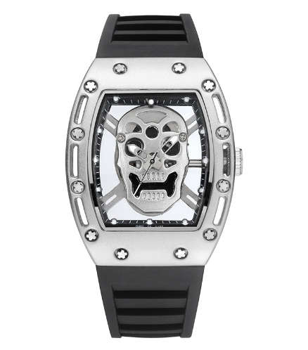Men's Waterproof Quartz Sports Watch with Skull Design