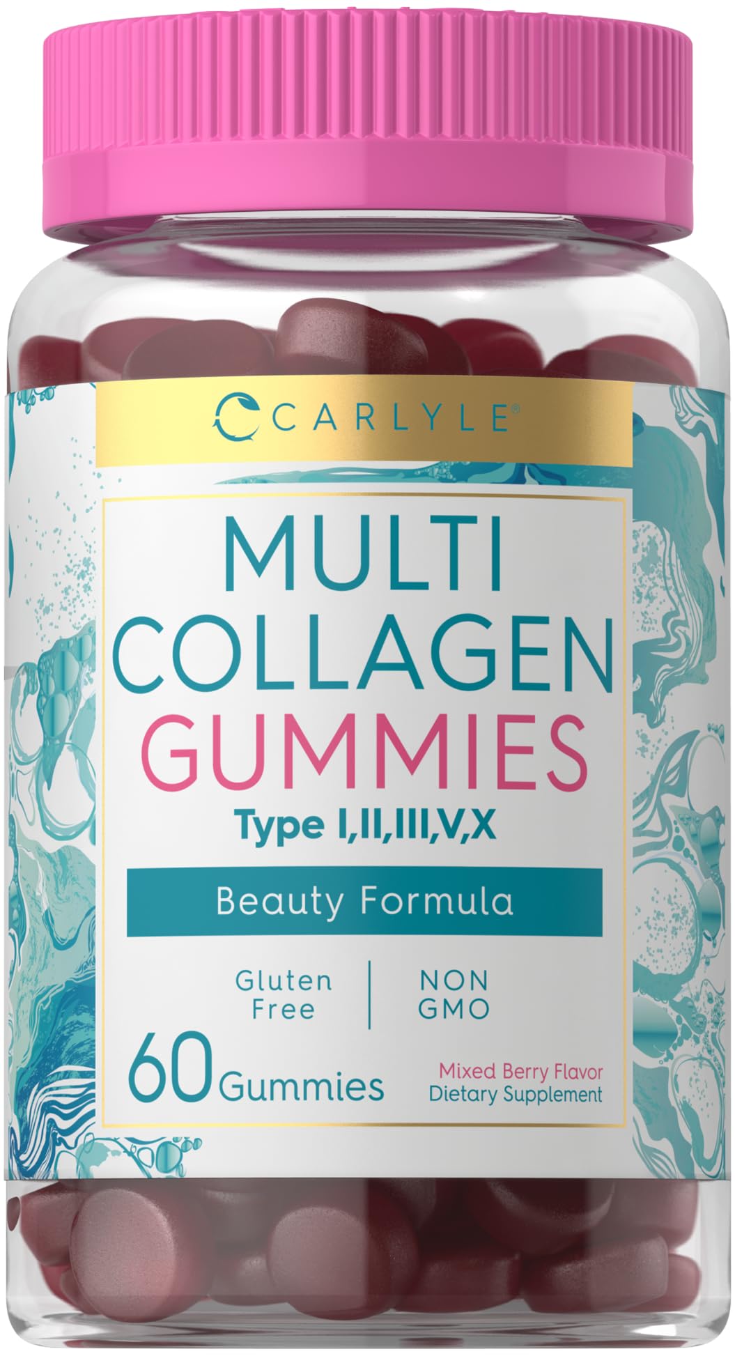 Carlyle Collagen Gummies | 60 Count | Multi Collagen Complex | Beauty Formula Supplement | Mixed Berry Flavor | Non-GMO Gluten Free