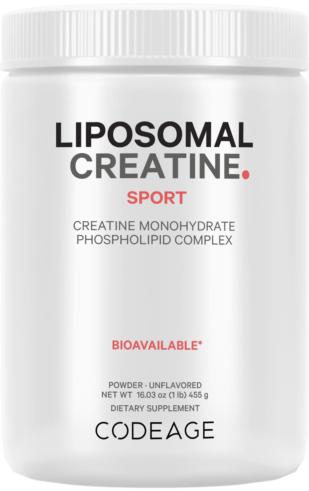 Codeage Liposomal Creatine Powder Supplement - 3-Month Supply - 5000mg Creatine Monohydrate Pre Workout & Post Workouts - Unflavored Creatine Pure Creatine Powder Creatinine for Sports - 90 Servings