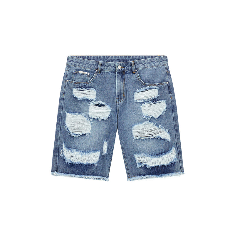 Casual Washed Denim Loose Fit Five-Point Shorts