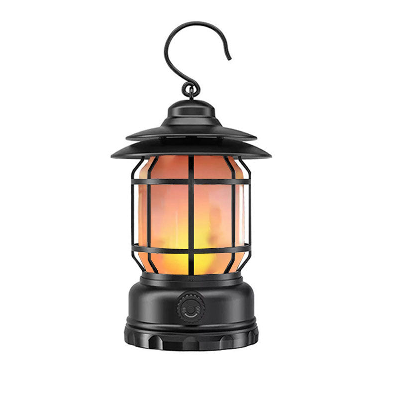 Portable LED Retro Camping Lantern with Flame Effect