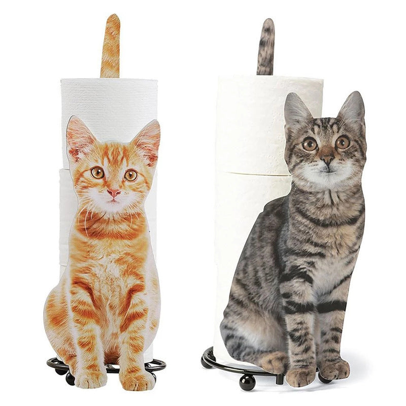 Cat Iron Toilet Paper Holder Decorative Rack