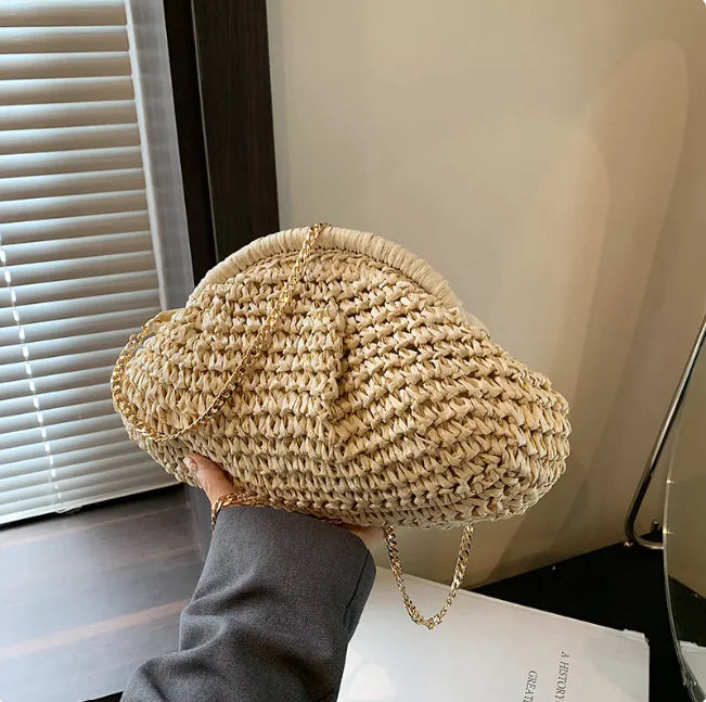 Beach Vacation Straw Shoulder Bag for Women