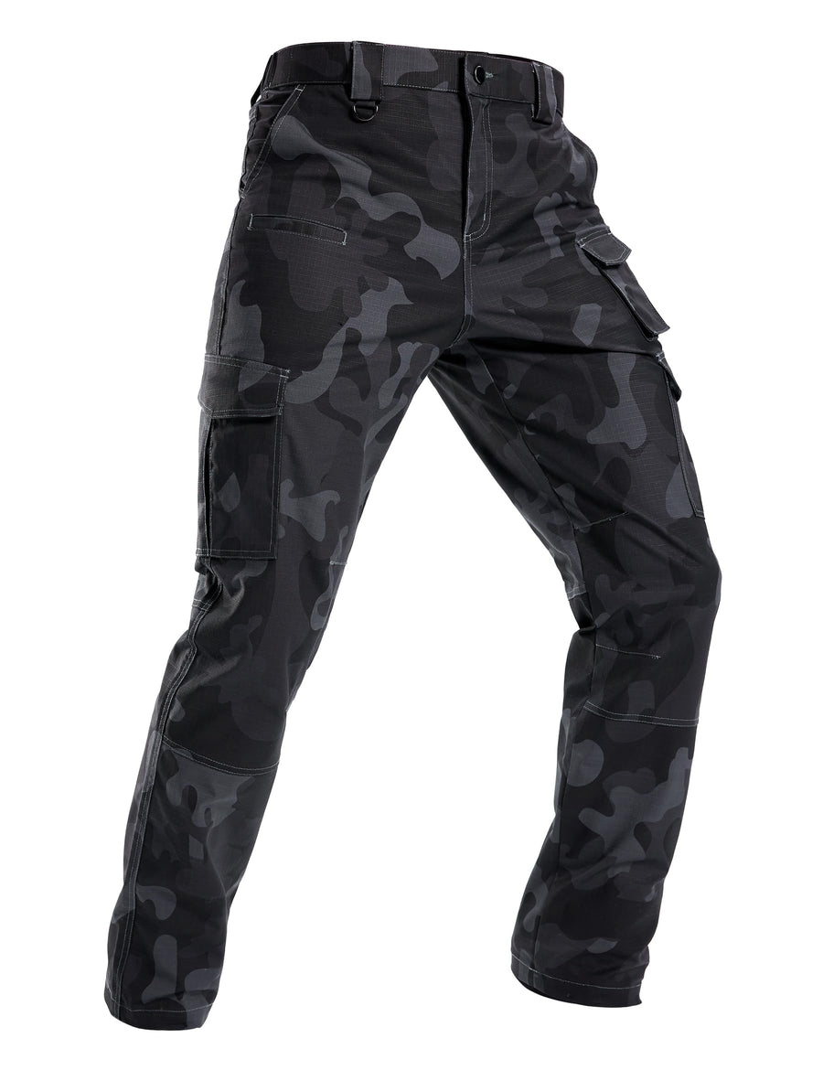 Winvote Mens Cargo Work Pants Water Resistant Tactical Pants 31" Lightweight Hiking Ripstop Pants Outdoor Apparel Black Camo 42