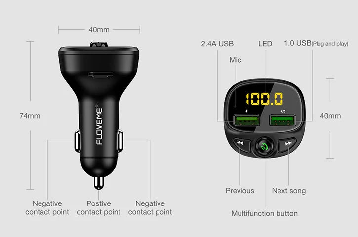 Car Bluetooth Charger, Player, and Receiver - Joomcy