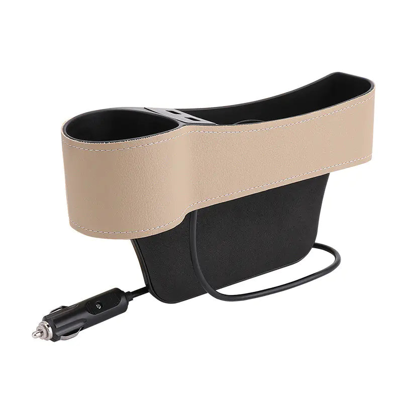 Car Storage Box with Dual USB Charger and Cup Holder - Joomcy