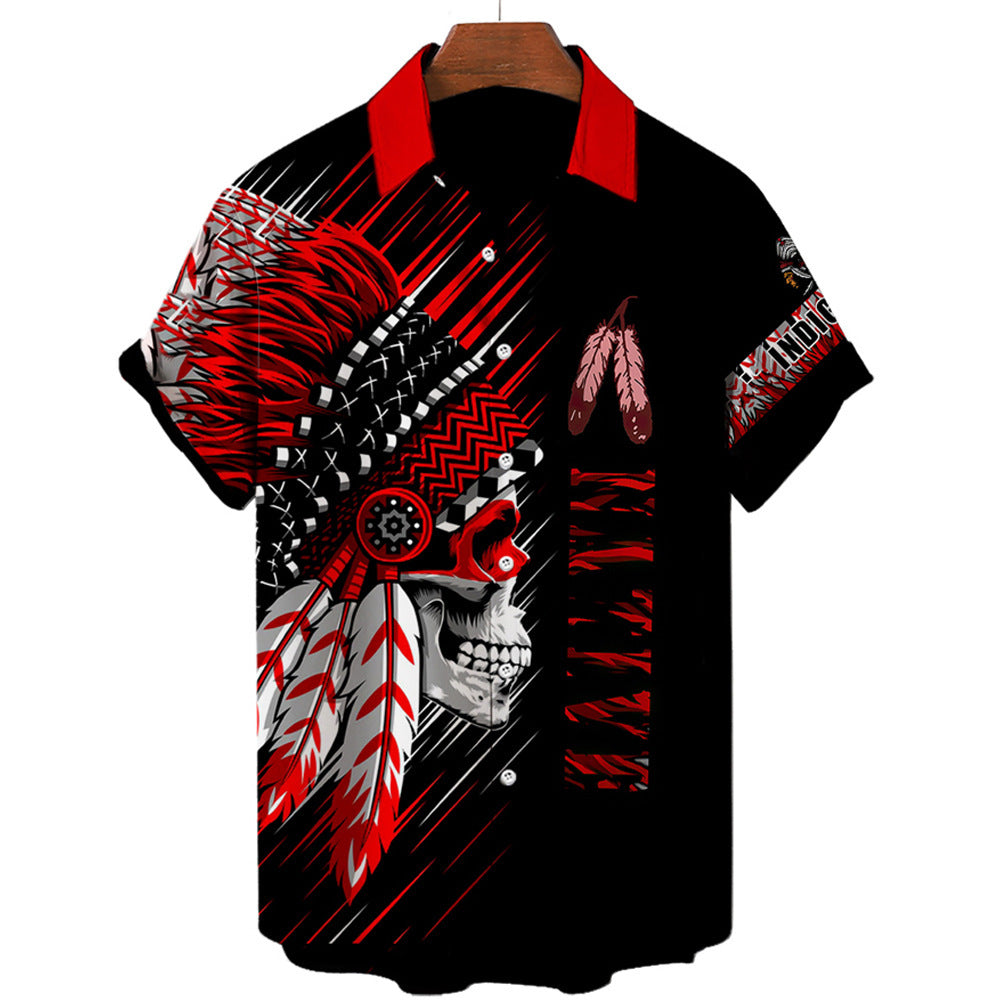 Men's Beach Short Sleeve Hawaiian Shirt - Summer Print