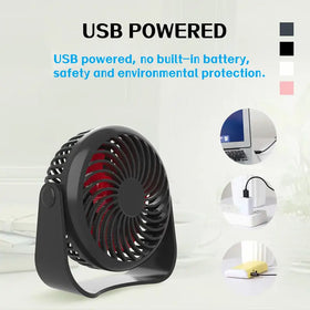 Mini USB Desktop Fan with 3 Speeds and 360° Rotation