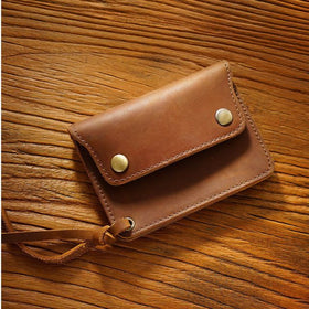 Vintage Cowhide Zipper Coin Purse Men's Leather Wallet