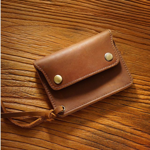 Vintage Cowhide Zipper Coin Purse Men's Leather Wallet