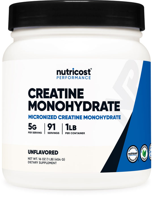 Nutricost Creatine Monohydrate Micronized Powder 1 LB (454 Grams) 5000mg Per Serv (5g) - Micronized Creatine Monohydrate