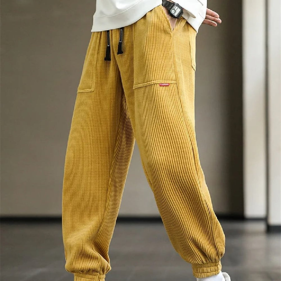 Men's Plus-Size Loose Wide Leg Corduroy Pants