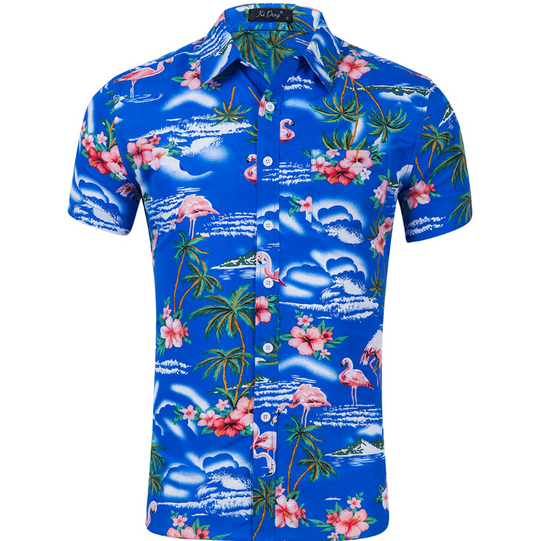 Men's Short Sleeve Hawaiian Print Beach Shirt