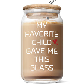 Mom Gifts Mothers Day Gifts for Mom from Daughter Son - My Favorite Child Gave Me This Glass - Funny Gifts Idea for Mama Grandma - Birthday Christmas Thanks Giving Gifts for Women 16 Oz Coffee Glass