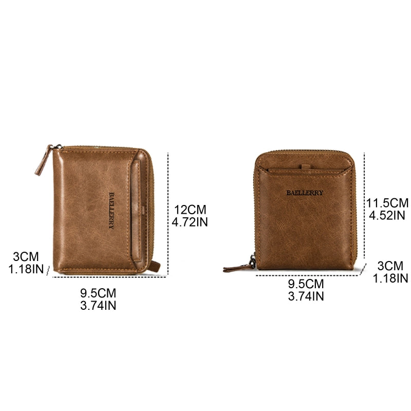 Retro Men's Zipper Wallet - PU Leather Coin Purse