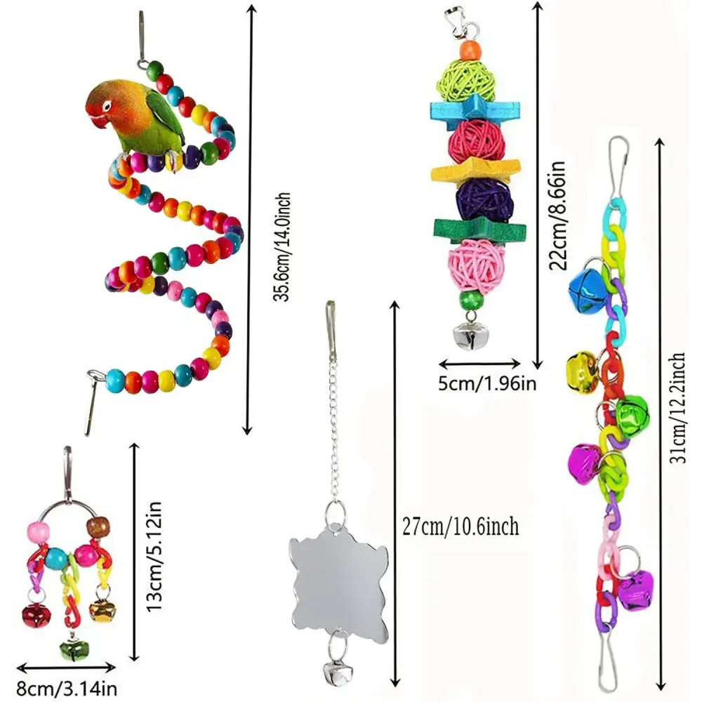 7PCs Parrot Toys Bird Cage Accessories