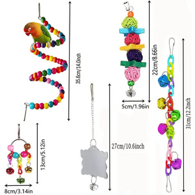 7PCs Parrot Toys Bird Cage Accessories